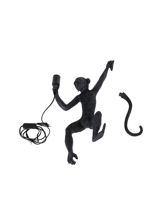 GloboStar Apes Modern Lamp Wall Socket with Socket E27 Black 34x31x61cm