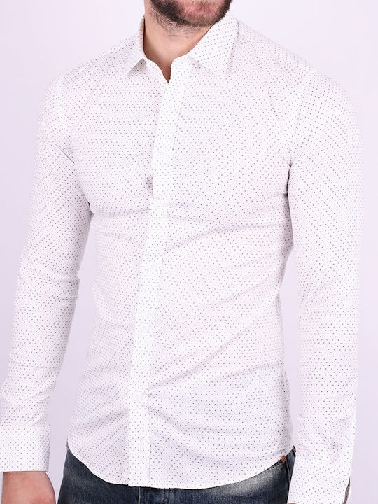 Men's Shirt Polka Dots White White