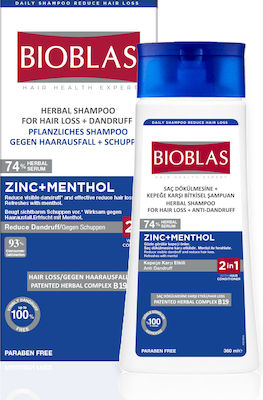 Bioblas Herbal Zinc & Menthol Shampoos Against Hair Loss for All Hair Types 360ml