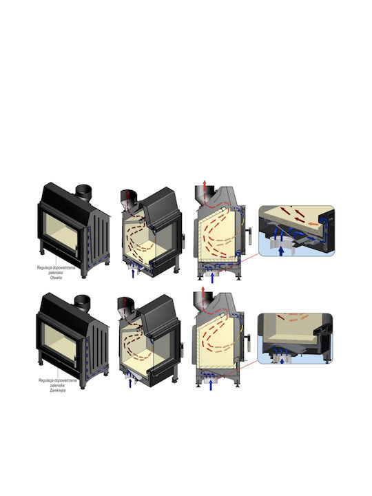 Kratki Zibi PF Black Ενεργειακό Τζάκι Ξύλου 11kW Ίσιο με Ανοιγόμενη Πόρτα