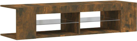 TV Stand Made of Wood and Glass with LED Lighting Smoky Oak M135xW39xH30cm