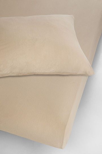 La Luna Чаршаф Единично с Ластик 100x200+30см. Jersey Beige Бежов
