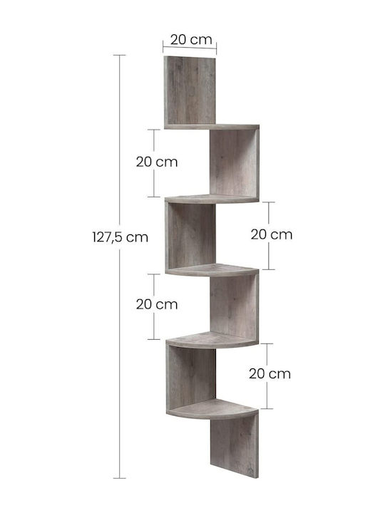 Corner Shelf Wall Grey 20x20x127.5cm