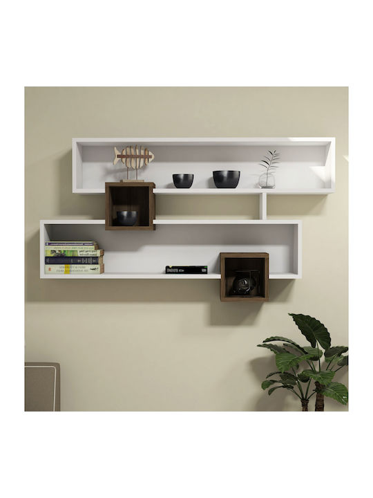 Shelf Wall White / Walnut 120x22x77cm