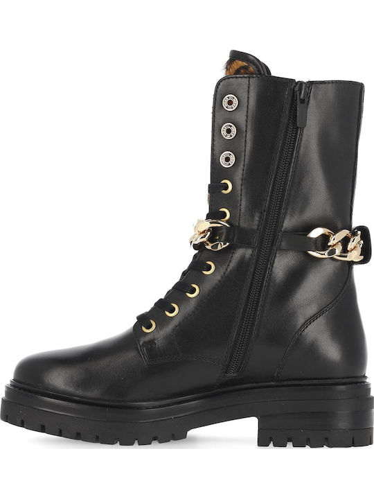 Leder Stiefeletten Damen Schwarz