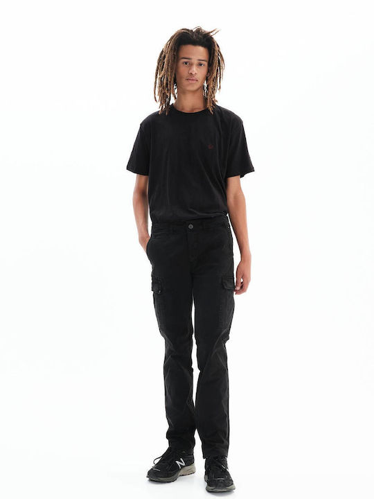 Trousers Cargo Elastic in Loose Fit Blue Black