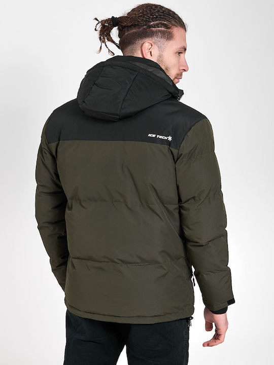 Ice Tech Herren Winter Jacke Puffer Olive