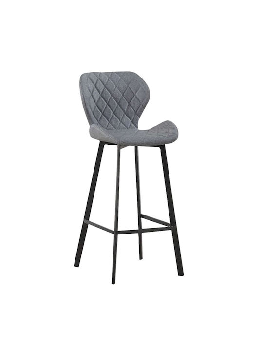 Stool Bar with Backrest Upholstered with Fabric Martin Grey 2pcs 46.5x48.5x105cm