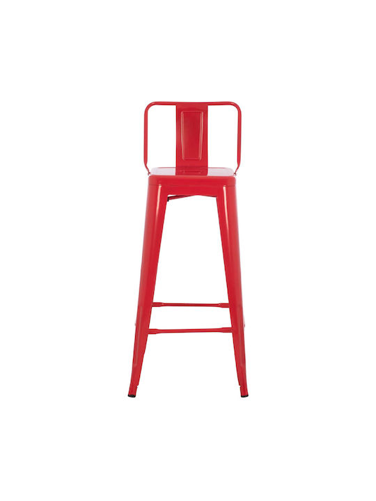 Stool Bar with Backrest Metallic Red 43x43x100cm