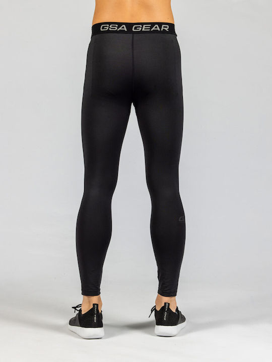 GSA Gearplus + Herren Sportleggings Kompression Lang Schwarz
