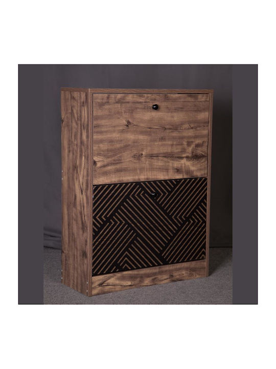1872 Wooden Shoe Organizer with 2 Shelves Grey Oak - Black 60x23.5x81cm