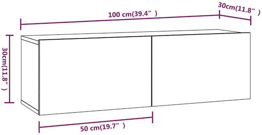 Σύνθετο Σαλονιού Καπνιστή Δρυς Μ100xΒ30xΥ30εκ.
