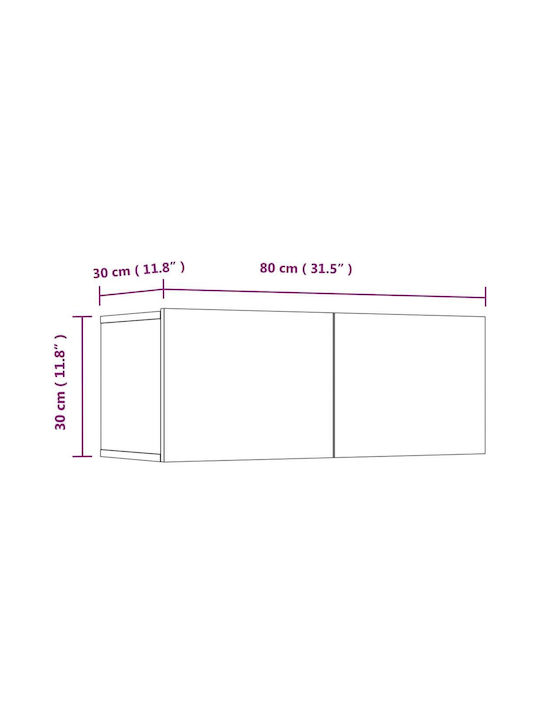 Wohnzimmer TV-Einheit Gray L80xB30xH30cm
