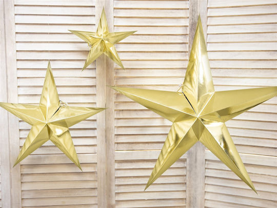 PartyDeco Weihnachtlicher Dekorativer Anhänger Stern Kunststoff Gold 1Stück
