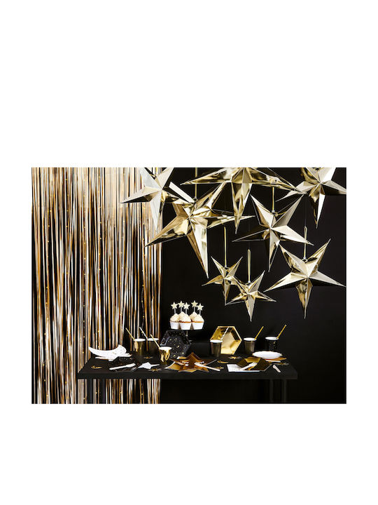 PartyDeco Weihnachtlicher Dekorativer Anhänger Stern Kunststoff Gold 1Stück