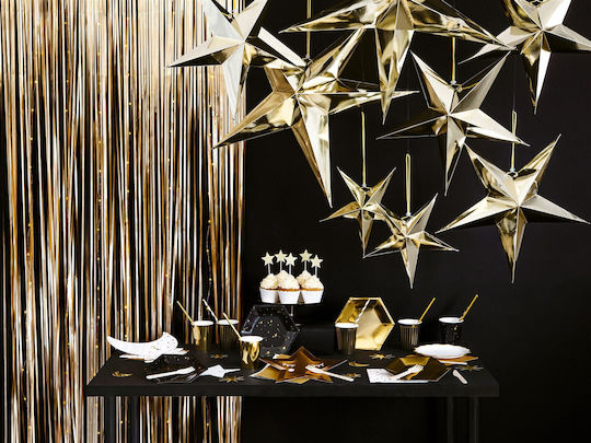 PartyDeco Weihnachtlicher Dekorativer Anhänger Stern Kunststoff Gold 1Stück