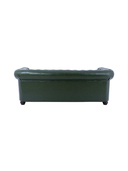 Chesterfield Триместен Диван Изкуствена кожа Зелен 200x90x73см.