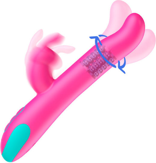 Dream Love Happy Loky Pluto Δονητής Rabbit με Απομακρυσμένο Έλεγχο Rabbit Vibrator & Rotator 24cm Fuchsia