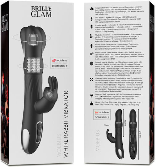 Brilly Glam Moebius Δονητής Rabbit με Απομακρυσμένο Έλεγχο Whirl Rabbit Vibrator 24cm Black