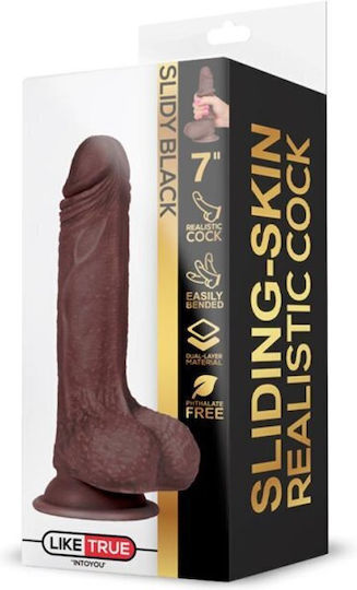 IntoYou Like True Sliding-Skin Realistic Cock Ρεαλιστικό Dildo με Όρχεις και Βεντούζα Brown 13cm