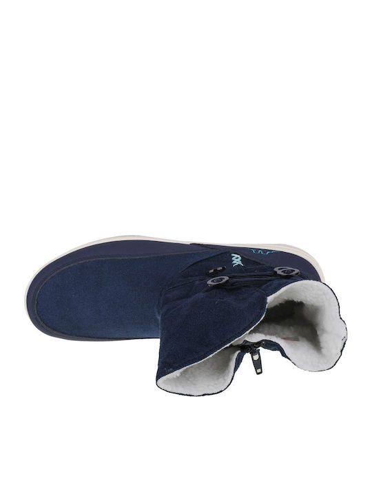 Cream K Kids Snow Boots with Zipper Navy Blue