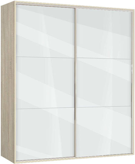 Ava 4 Δίφυλλη Ντουλάπα Συρόμενη 160x59x200cm Λευκό / Λευκό Γυαλιστερό