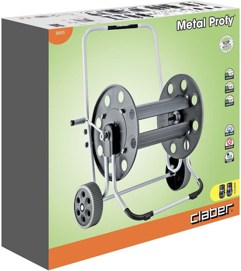 Claber Metal Profy Τροχήλατη Ανέμη Ποτίσματος για Λάστιχο έως 165m με Χερούλι Μαζέματος