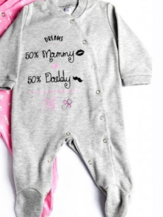 Dreams by Joyce Baby Bodysuit Set Long-Sleeved Pink Grey 2pcs