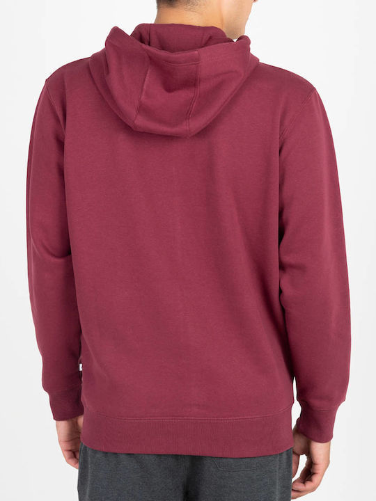Russell Athletic Men's Sweatshirt Jacket with Hood and Pockets Burgundy