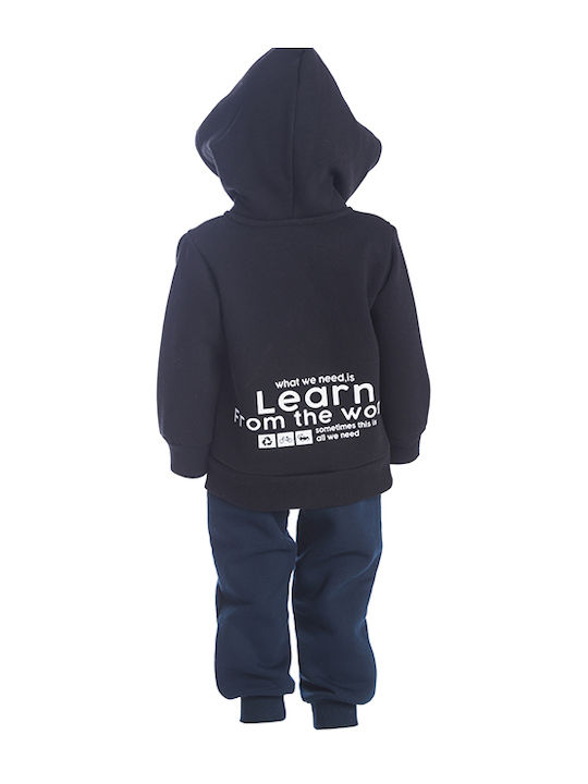 Joyce Boys Hooded Sweatshirt with Zipper Black