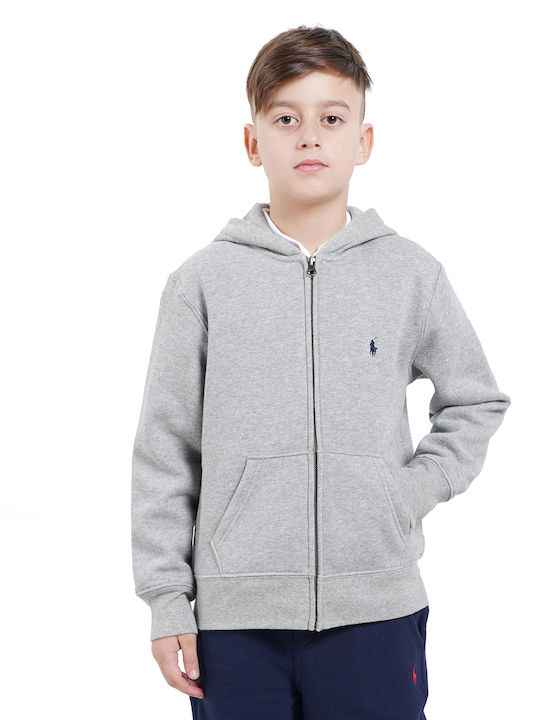 Ralph Lauren Kids Sweatshirt Cardigan Cotton with Hood Gray