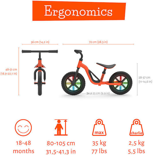Chillafish Kids Balance Bike Charlie Glow Orange