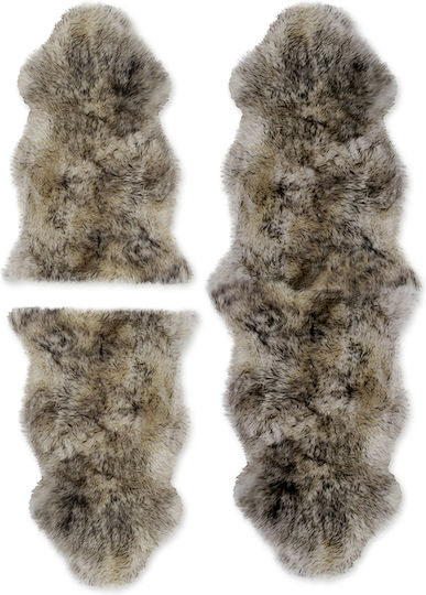 Tapicap Sheepskin Set Zottelig Schlafzimmer-Teppichsets Wolle Gray 3Stück