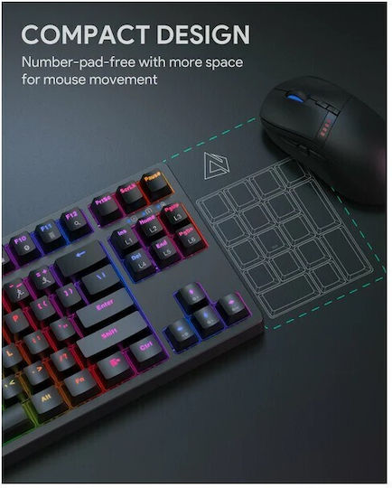 Aukey KMG14 Gaming Mechanical Keyboard Tenkeyless with Custom Blue switches and RGB lighting (English US)