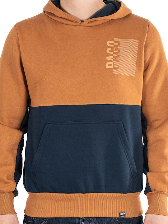 Paco & Co Herren Sweatshirt mit Kapuze und Taschen Orange