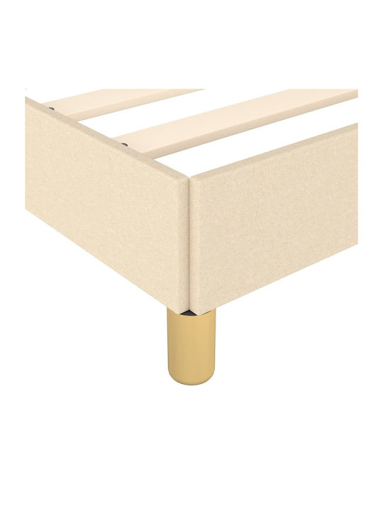 vidaXL Single Upholstered Fabric Bed Crème for Mattress 90x190cm