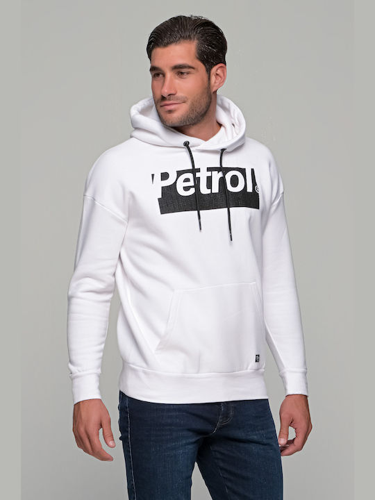 Petrol Industries Herren Sweatshirt mit Kapuze und Taschen Weiß