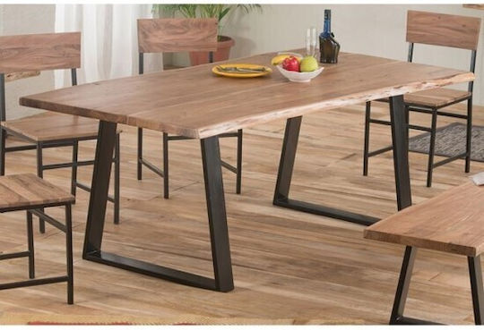 Lizard-W Dining Room Table Made of Solid Wood & Metal Brown 200x100x78cm EA7100 W