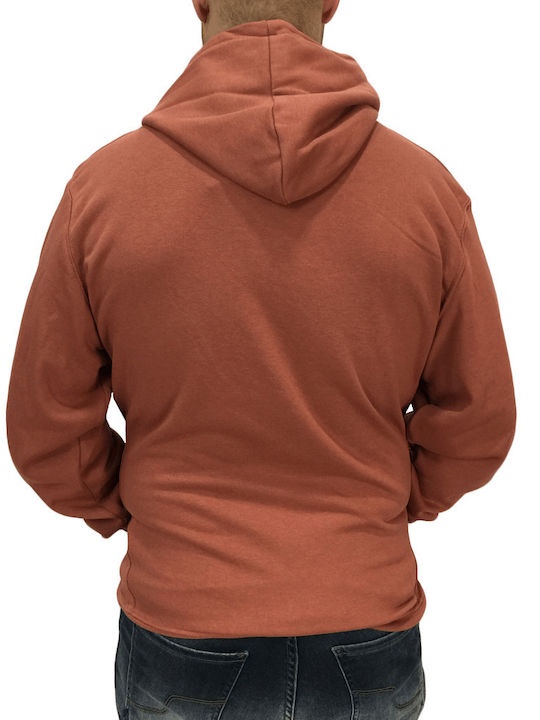 Double Men's Sweatshirt with Hood and Pockets Burgundy