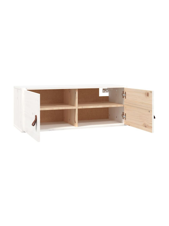 Hanging Living Room Cabinet Made of Solid White Wood 80x30x30cm