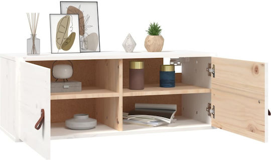 Hanging Living Room Cabinet Made of Solid White Wood 80x30x30cm