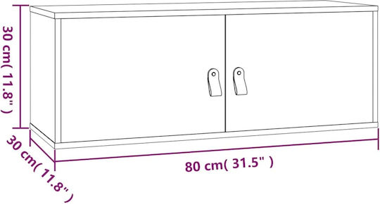 Hanging Living Room Cabinet Made of Solid White Wood 80x30x30cm
