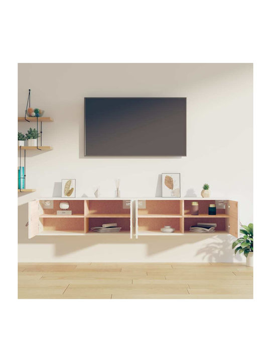 Hanging Living Room Cabinet Made of Solid White Wood 80x30x30cm