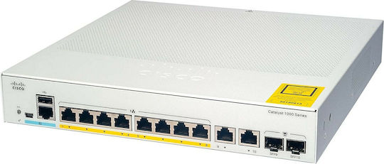 Cisco Catalyst C1000-8FP-E-2G-L Managed L2 PoE+ Switch with 8 Gigabit (1Gbps) Ethernet Ports and 2 SFP Ports