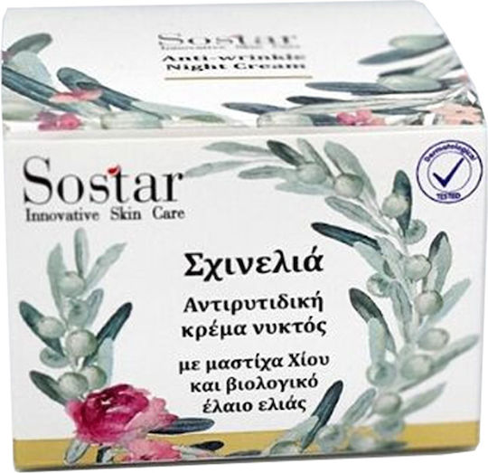 Sostar Σχινελιά με Μαστίχα Χίου & Βιολογικό Έλαιο Ελιάς Αντιγηραντική Κρέμα Προσώπου Νυκτός με Υαλουρονικό Οξύ 50ml