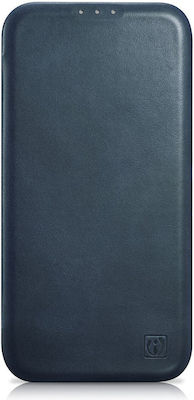 iCarer CE Oil Wax Premium Leather Folio Leather Book Blue (iPhone 14 Pro Max)