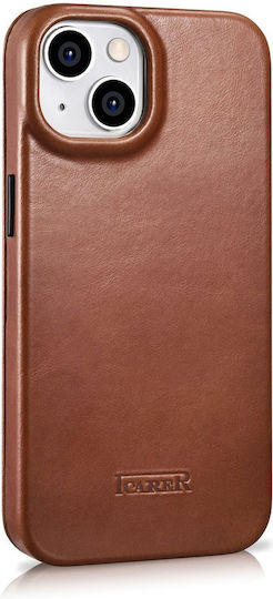 iCarer CE Oil Wax Premium Leather Folio Book Δερμάτινο Καφέ (iPhone 14)