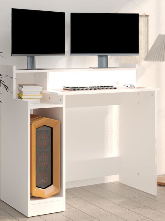 Computer Office Wooden White with LED & USB ports 97x45x90cm