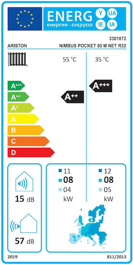 Ariston Nimbus Pocket 80 M Net Wärmepumpe 8kW Einphasig 60°C Monoblock