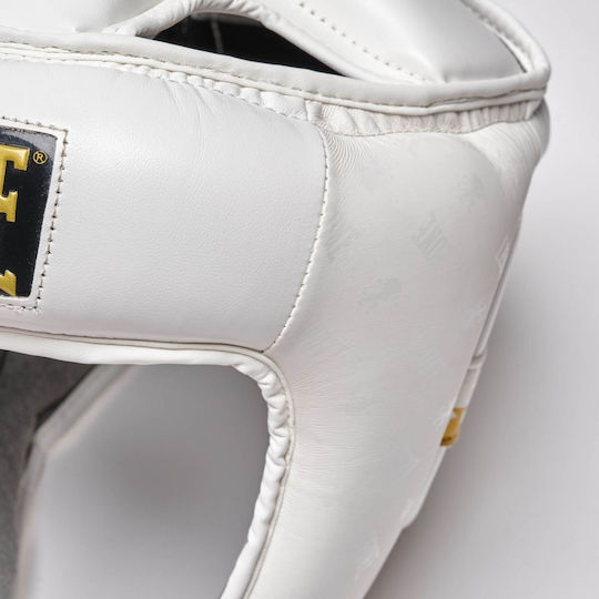 Leone DNA Adult Open Face Boxing Headgear Synthetic Leather White